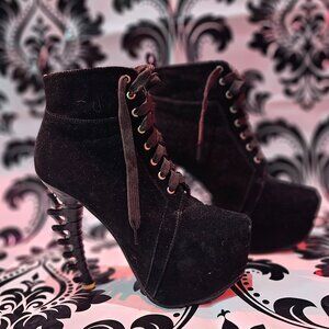 Velvet Booties with Spine Heel